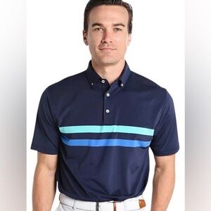 Peter Millar Men's Herman Engineer Stripe Stretch Jersey Polo Size XL EUC